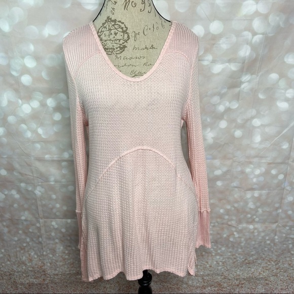 ABSOLUTELY Famous Waffle Knit Top Peach Large - Picture 1 of 8